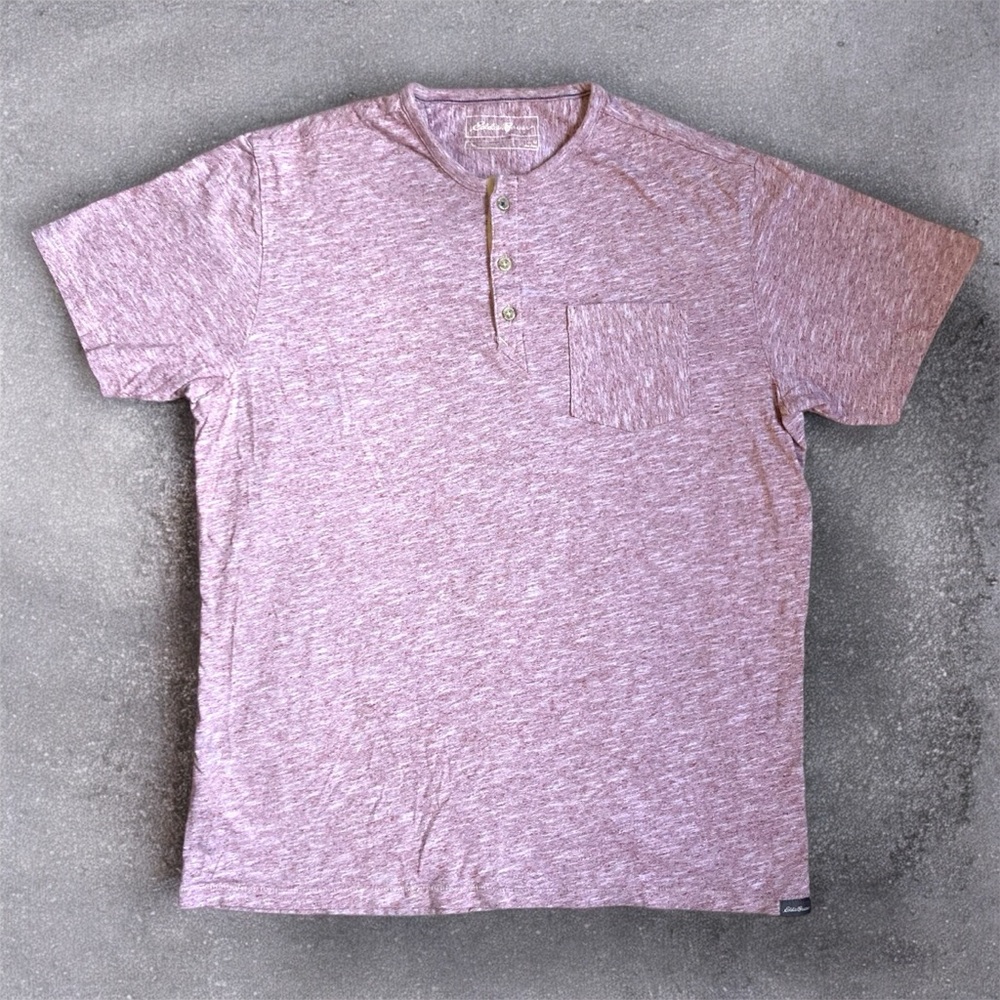 Eddie Bauer Reddish Purple Henley Tee Shirt with Pocket